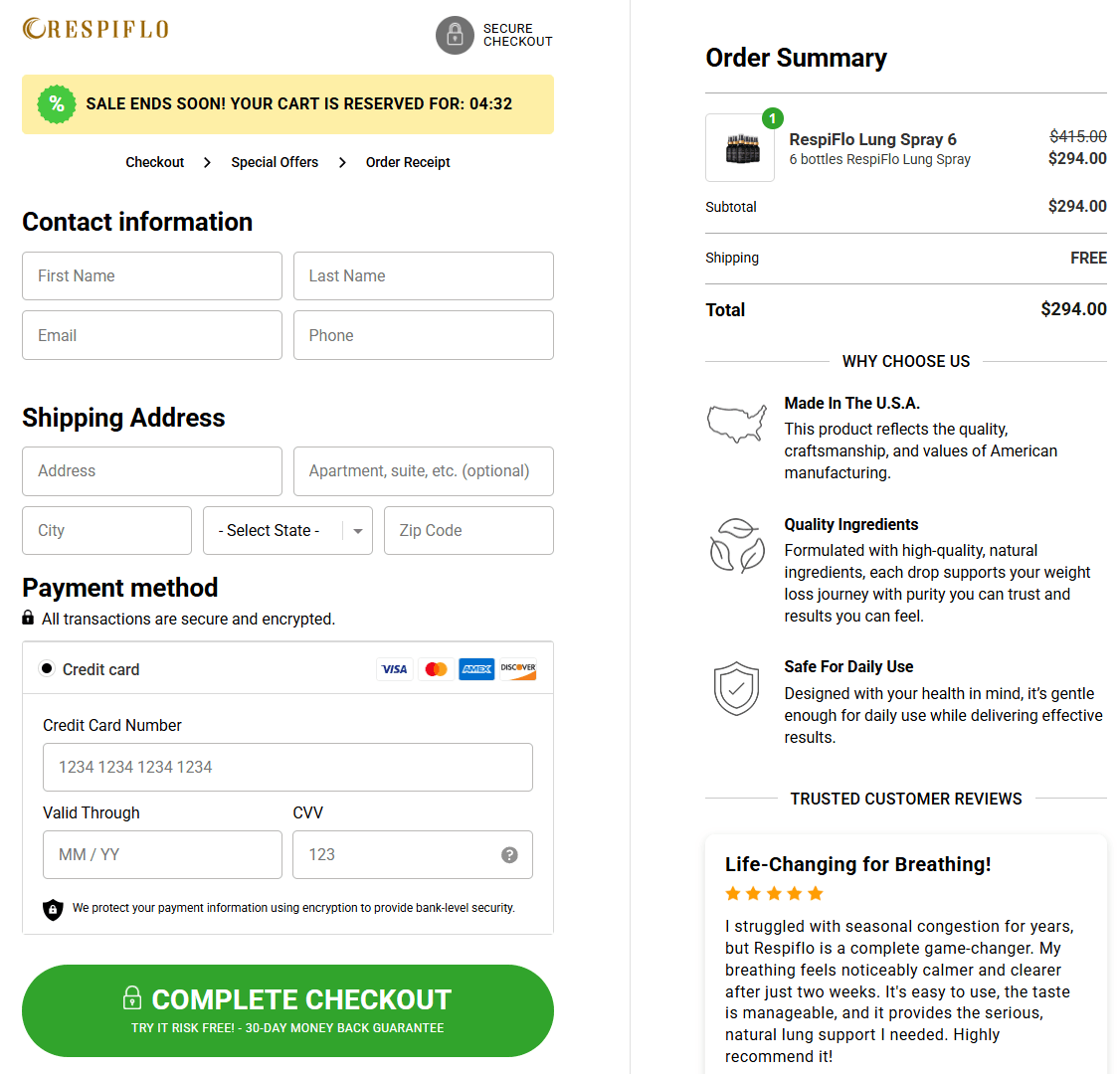 RespiFlo order page